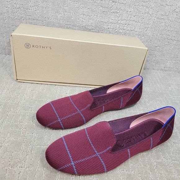 ROTHY'S The Loafer Women's Size US 11 Burgundy Grid Slip On Flat Shoes - Picture 6 of 10